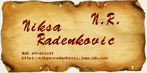 Nikša Radenković vizit kartica